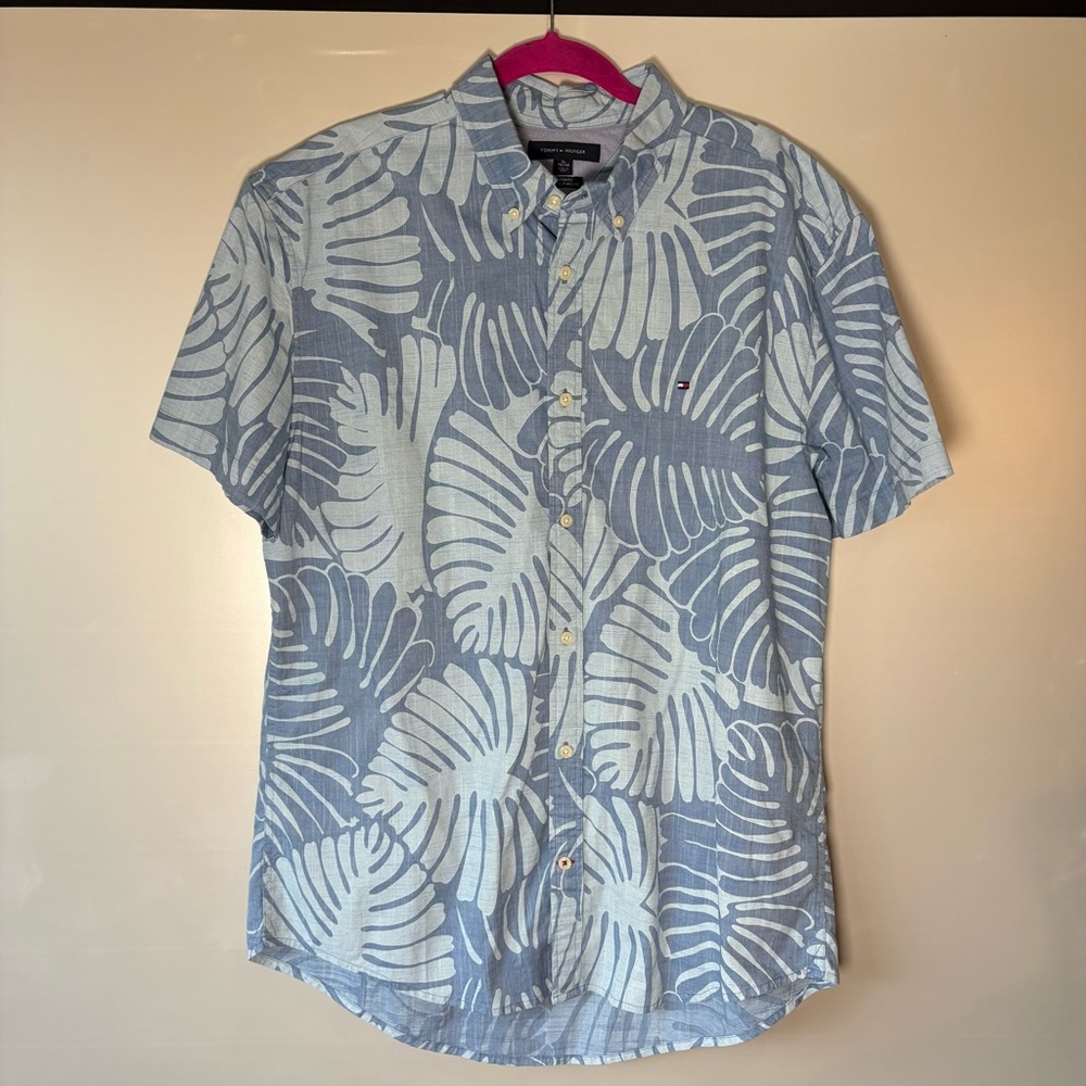 Tommy Hilfiger Light Blue Tropical Print Men's Shirt